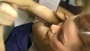 A girl jerked off a guy’s dick in the toilet and got the needed cum