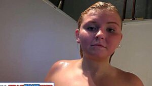 A girl gets interested in a dick from a hole in the wall and has fun