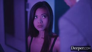 An Asian woman gave a man a blowjob and rode his long dick